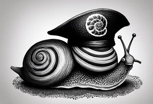 Snail wearing a pirate hat on its shell tattoo idea