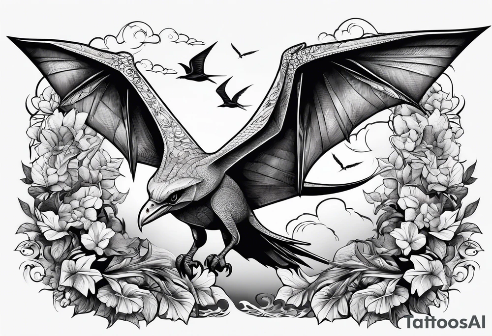Pterodactyl in a garden tattoo idea