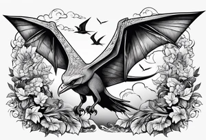 Pterodactyl in a garden tattoo idea
