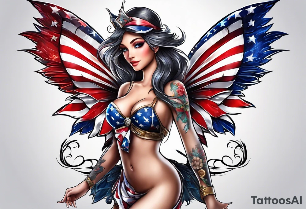 Patriotic fairy tattoo idea