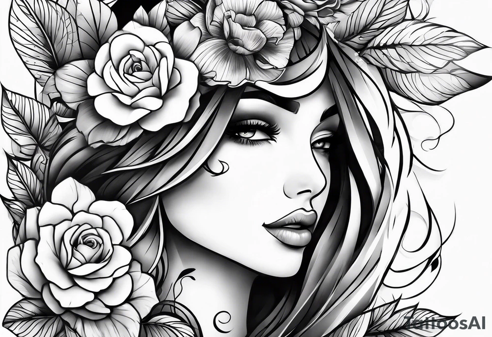 knee cap tattoo with flowers tattoo idea