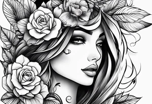 knee cap tattoo with flowers tattoo idea