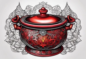 red cauldron tattoo idea