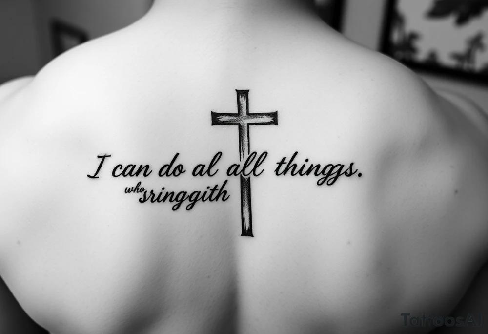 I can do all things through Christ who strengthens me scripture fading out of a cross tattoo idea