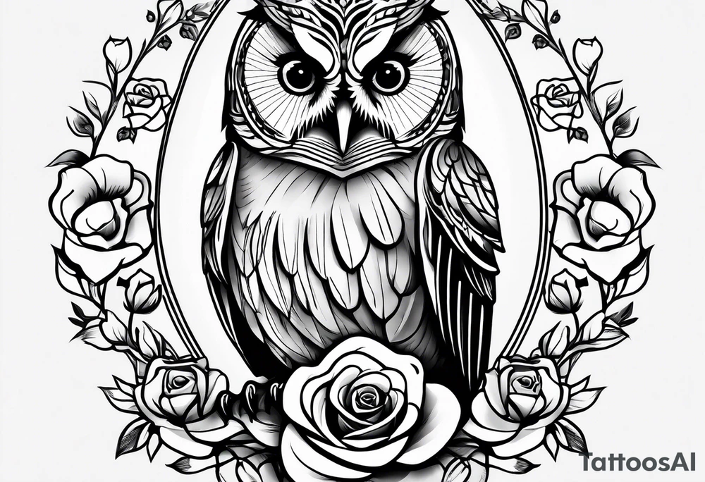 Barred owl, a rose, a paw print tattoo idea
