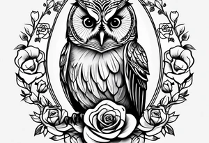 Barred owl, a rose, a paw print tattoo idea
