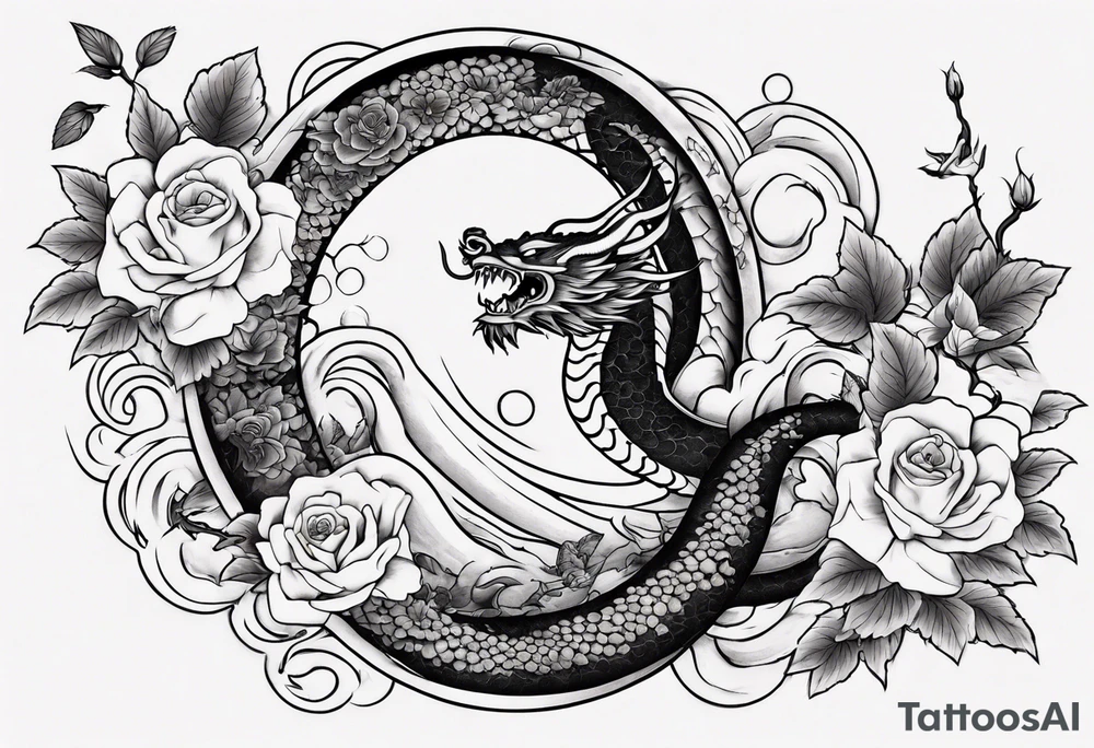 Japanese floral cherry blossom and irezumi back ground filler for traditional Chinese dragon and great waves and rose and butterfly tattoo tattoo idea