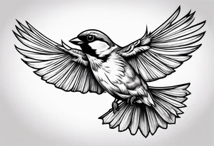 sunrays sparrow flying tattoo idea