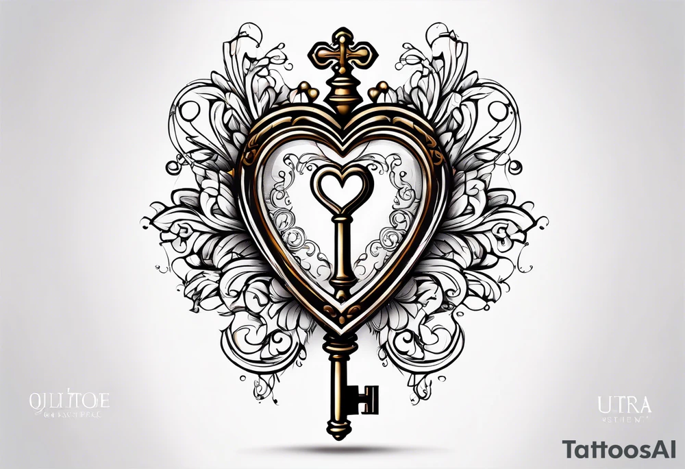 Heart shaped antique key tattoo idea