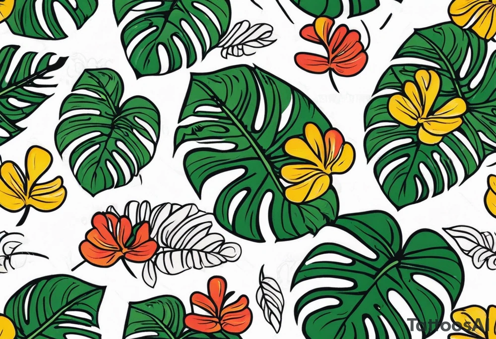 monstera leaf tattoo idea