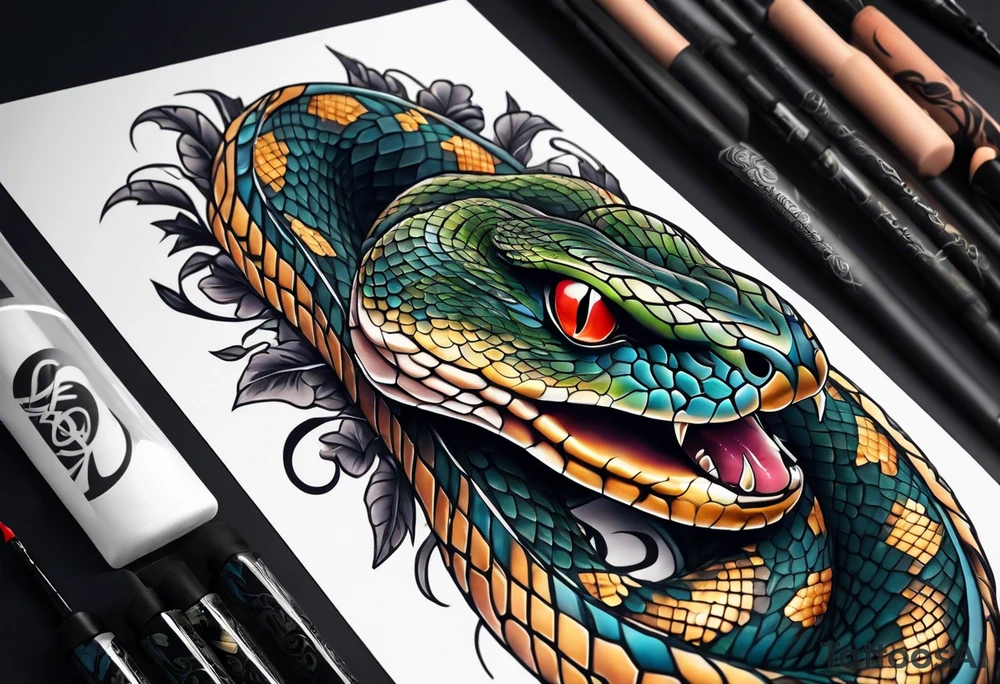sleeve tattoo of a snake tattoo idea