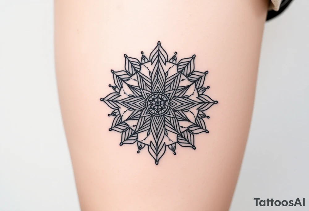 intricate mandala with sacred geometry and cosmic elements tattoo idea