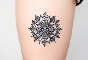intricate mandala with sacred geometry and cosmic elements tattoo idea