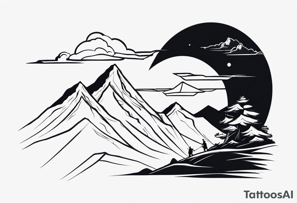 Montagne avec samouraï tattoo idea
