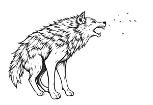 Big  wolf  blowing down   a brick house tattoo idea