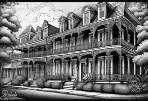 New Orleans themed half arm sleeve tattoo idea