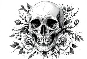 skull and roses tattoo idea