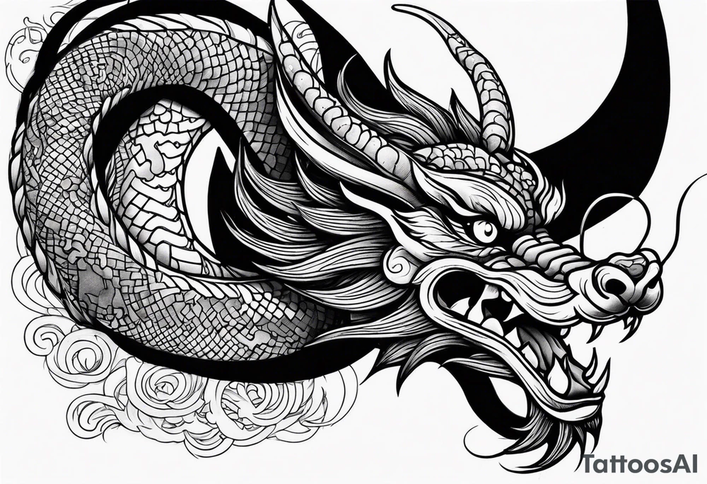 chinese dragon slim in the shoulder tattoo idea