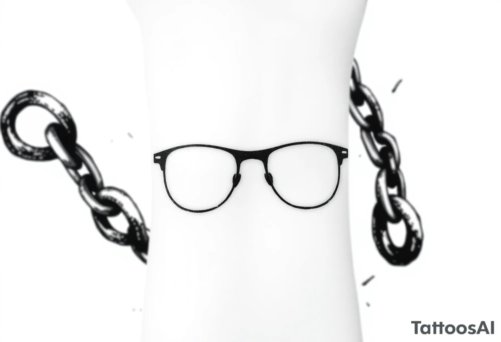 Glasses against a breaking chain
The chain symbolizes the limitations of poor vision, and its breaking is your liberation. Glasses can be against this background. tattoo idea