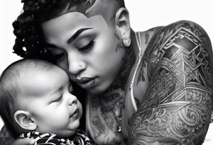 Mixed raced baby with Isaiah written in script underneath tattoo idea