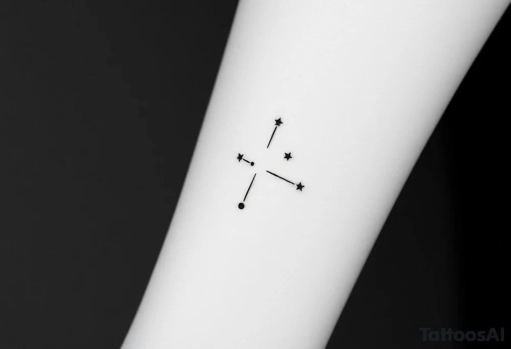 Can you design a few options for a meaningful minimal tattoo with dots, lines or stars that represents my kids? Three are living and two are deceased and I want something that represents that difference by having solid and hollow elements. Put on fingers tattoo idea