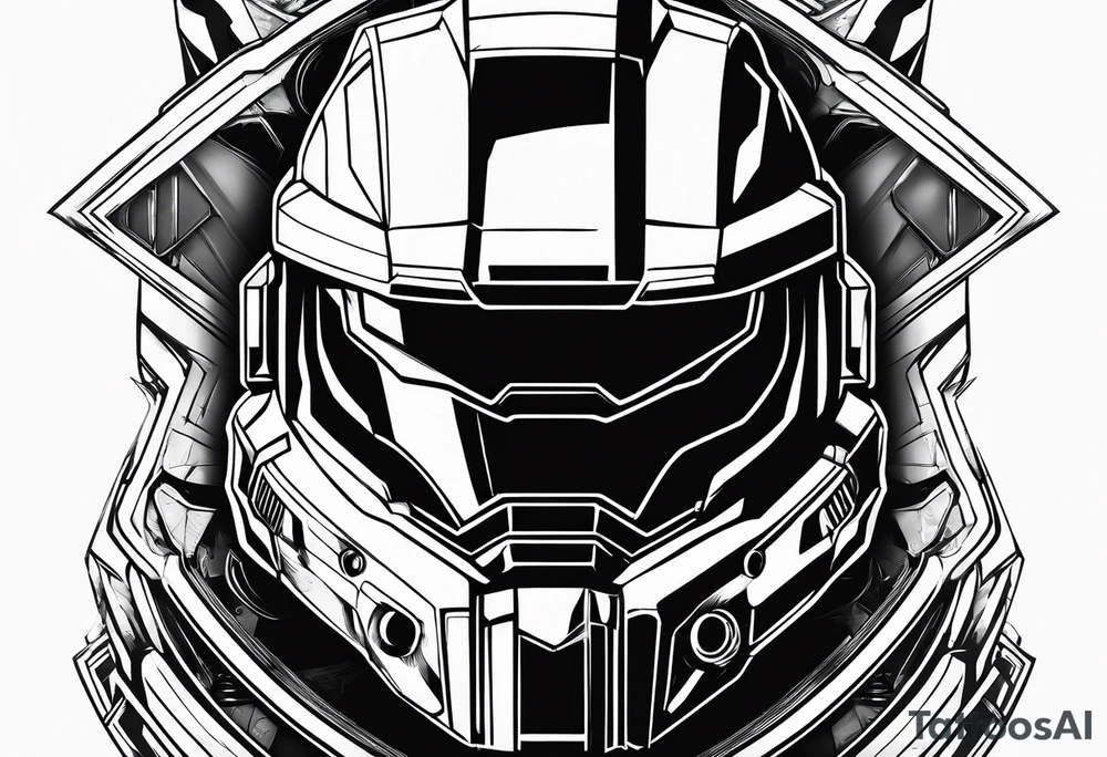 Master chief helmet through a energy sword tattoo idea Master chief helmet through a energy sword tattoo idea