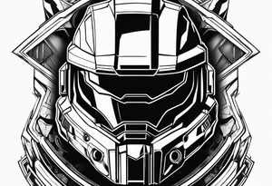 Master chief helmet through a energy sword tattoo idea