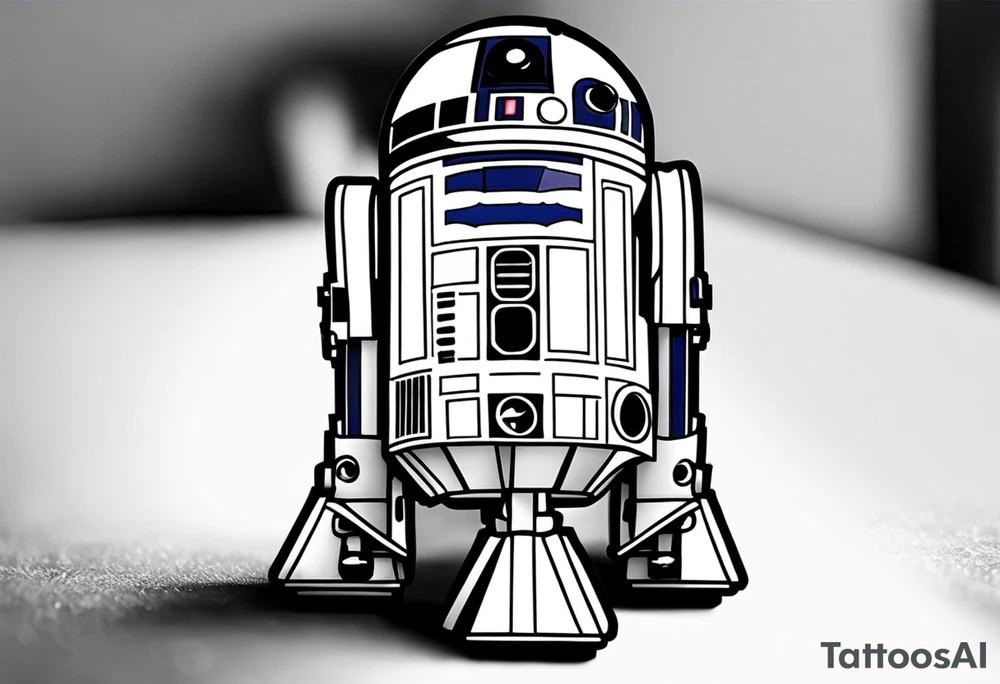 Simple, small R2-D2 from Star Wars, minimal details tattoo idea