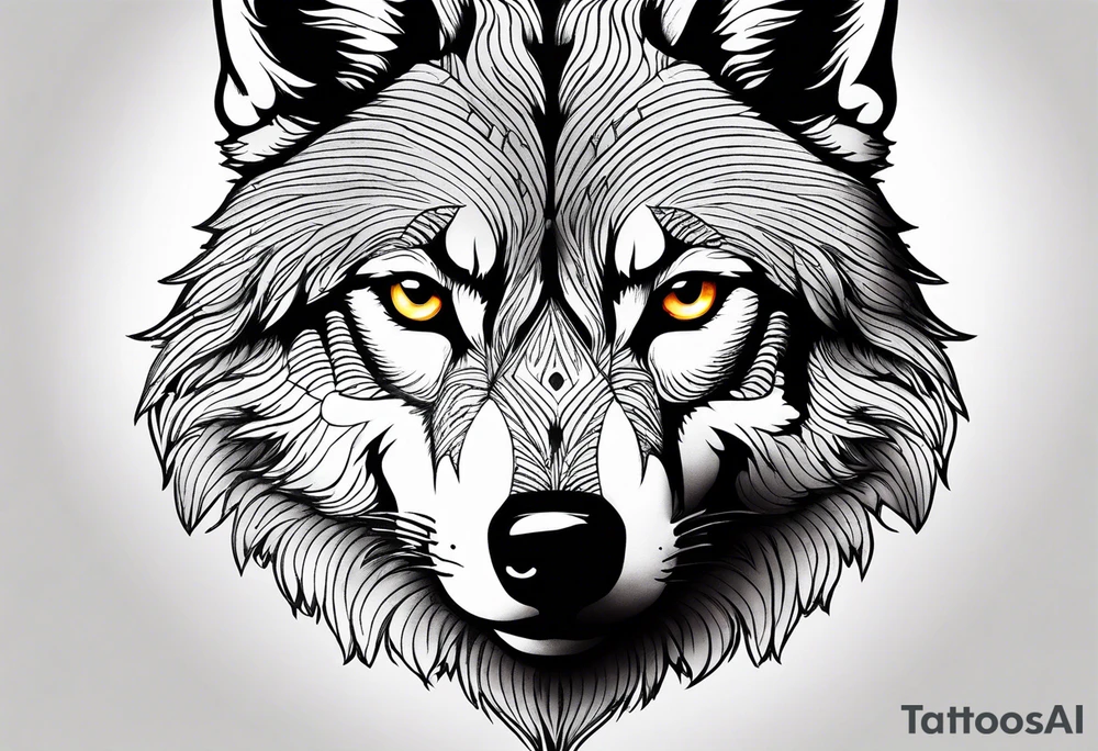 Mountains, wolf eyes underneath tattoo idea