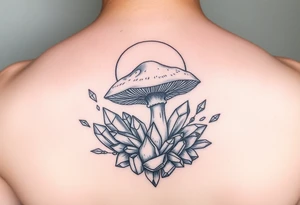 Mushroom, crystals and the moon tattoo idea