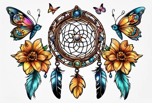 Dream catcher with butterflies tattoo idea