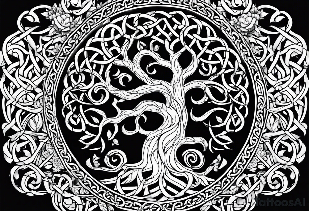 full torso celtic armor viking tree of life yggdrasil tattoo idea