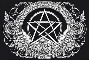 Pentagram crescent moon tattoo idea