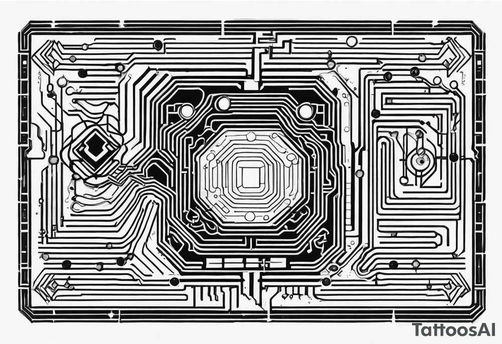 geometric circuit board lines tattoo idea