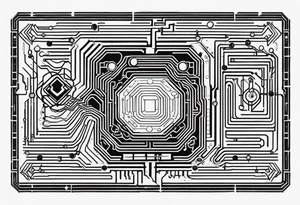 geometric circuit board lines tattoo idea