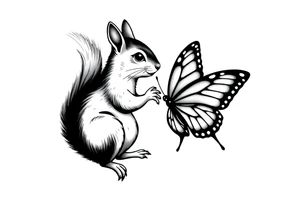 Squirrel kissing butterfly tattoo idea