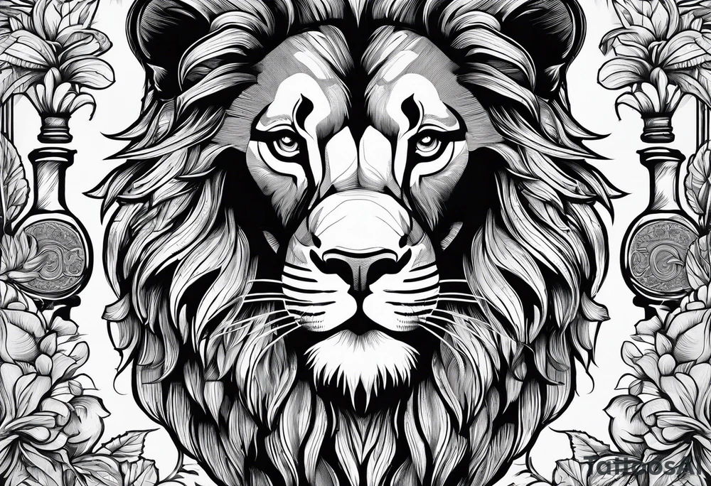 A lion, mammoth, and a bottle of Irish whiskey. tattoo idea