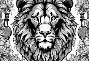 A lion, mammoth, and a bottle of Irish whiskey. tattoo idea