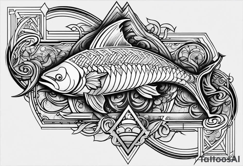 Pisces trident tattoo idea