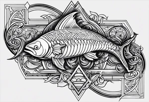 Pisces trident tattoo idea