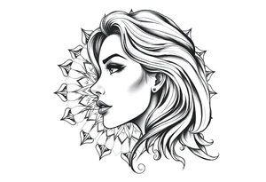 Powerful side profile woman’s face with mandala background tattoo idea