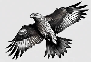 Black kite. Soft. Small. Child like. Environmental elements. Girly. Cute. Nature kids elements tattoo idea