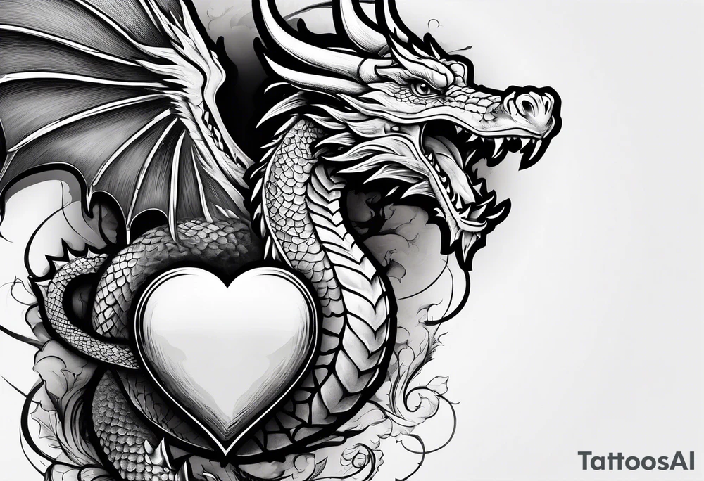 Realistic heart with a dragon tattoo idea