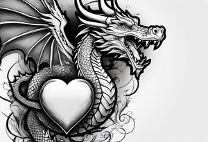 Realistic heart with a dragon tattoo idea