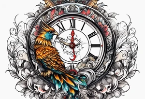 fantasy animal, clock tattoo idea