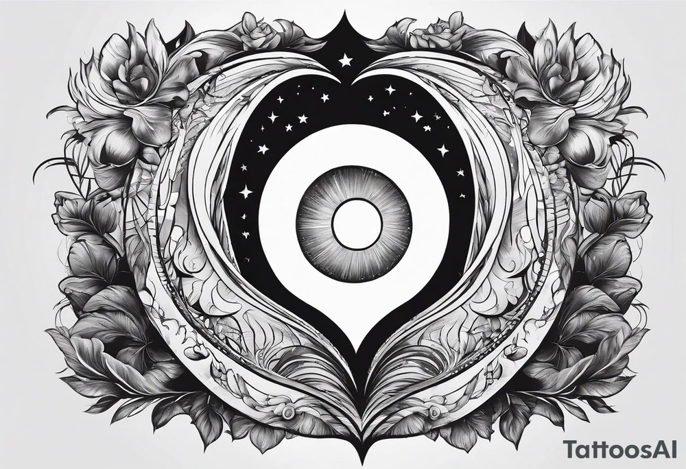 A open black hole, heart inside the hole showing unconditional love for male tattoo idea