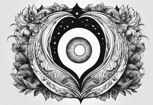 A open black hole, heart inside the hole showing unconditional love for male tattoo idea