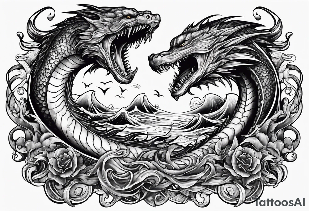 Sea monsters tattoo idea