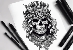 Warrior with skull mask tattoo idea