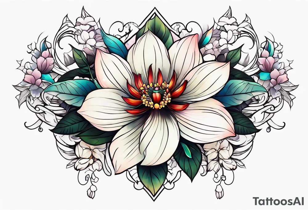 Flower chest piece tattoo idea